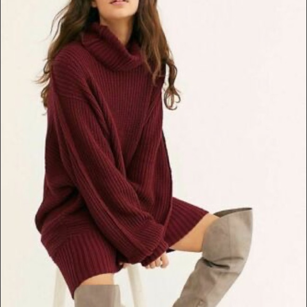 Free People Cocoa Sweater Dress Maroon size small